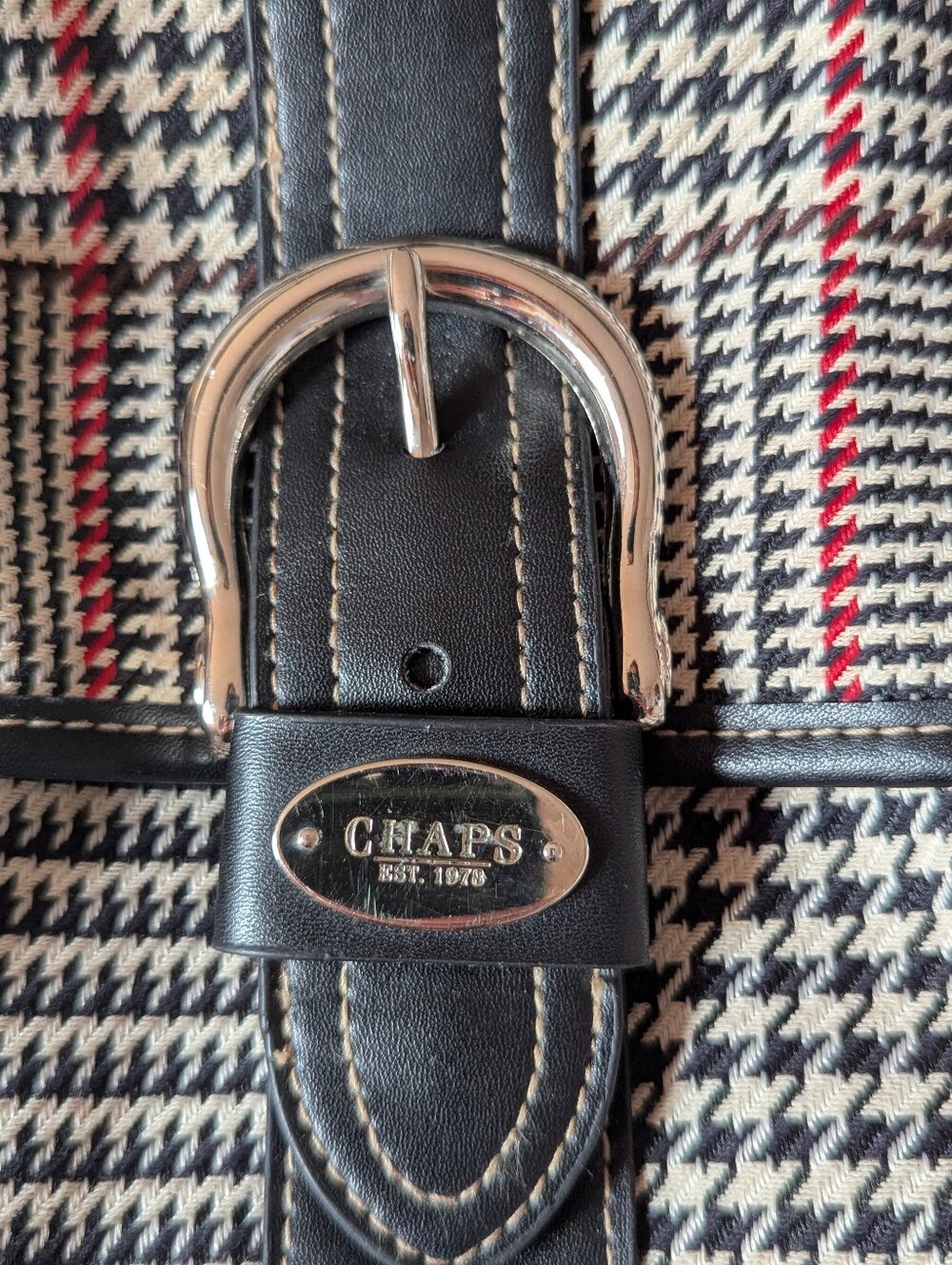 RALPH LAUREN CHAPS Houndstooth Plaid Bag - Picture 2 of 12